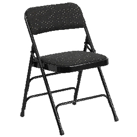 HERCULES Series Curved Triple Braced & Double Hinged Black Patterned Fabric Metal Folding Chair, AW-MC309AF-BLK-GG HERCULES Series Curved Triple Braced & Double Hinged Black Patterned Fabric Metal Folding Chair, AW-MC309AF-BLK-GG