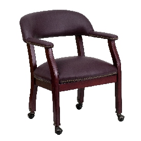 Burgundy LeatherSoft Conference Chair with Accent Nail Trim and Casters, B-Z100-LF19-LEA-GG Burgundy LeatherSoft Conference Chair with Accent Nail Trim and Casters, B-Z100-LF19-LEA-GG