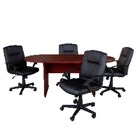 5 Piece Mahogany Oval Conference Table Set with 4 Black LeatherSoft-Padded Task Chairs, BLN-6GCMHGX000-BK-GG 5 Piece Mahogany Oval Conference Table Set with 4 Black LeatherSoft-Padded Task Chairs, BLN-6GCMHGX000-BK-GG