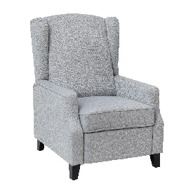 Prescott Traditional Style Slim Push Back Recliner Chair-Wingback Recliner with Gray Polyester Fabric Upholstery-Accent Nail Trim, BO-BS7002-1-GY-GG Prescott Traditional Style Slim Push Back Recliner Chair-Wingback Recliner with Gray Polyester Fabric Upholstery-Accent Nail Trim, BO-BS7002-1-GY-GG