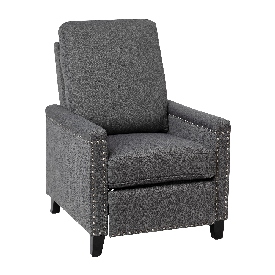 Carson Transitional Style Push Back Recliner Chair - Pillow Back Recliner - Gray Fabric Upholstery - Accent Nail Trim, BO-BS7003-GY-GG Carson Transitional Style Push Back Recliner Chair - Pillow Back Recliner - Gray Fabric Upholstery - Accent Nail Trim, BO-BS7003-GY-GG
