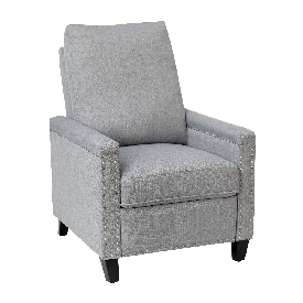 Carson Transitional Style Push Back Recliner Chair - Pillow Back Recliner - Light Gray Fabric Upholstery - Accent Nail Trim, BO-BS7003-LGY-GG Carson Transitional Style Push Back Recliner Chair - Pillow Back Recliner - Light Gray Fabric Upholstery - Accent Nail Trim, BO-BS7003-LGY-GG