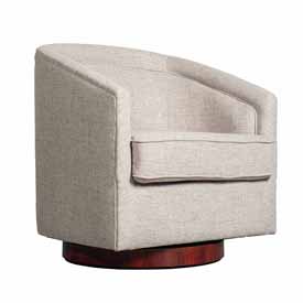 Dean Club Style Commercial Barrel Accent Armchair with 360 Degree Swivel Metal Base and Sloped Armrests in Cream Fabric Upholstery, BS-AC22-064-CRM-GG Dean Club Style Commercial Barrel Accent Armchair with 360 Degree Swivel Metal Base and Sloped Armrests in Cream Fabric Upholstery, BS-AC22-064-CRM-GG