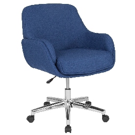 Rochelle Home and Office Upholstered Mid-Back Chair in Blue Fabric, BT-1172-BLU-F-GG