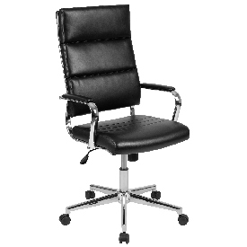 High Back Black LeatherSoft Contemporary Panel Executive Swivel Office Chair, BT-20595H-2-BK-GG High Back Black LeatherSoft Contemporary Panel Executive Swivel Office Chair, BT-20595H-2-BK-GG
