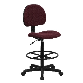Burgundy Fabric Drafting Chair (Cylinders: 22.5''-27''H or 26''-30.5''H), BT-659-BY-GG