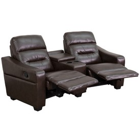 Futura Series 2-Seat Reclining Brown LeatherSoft Theater Seating Unit with Cup Holders, BT-70380-2-BRN-GG