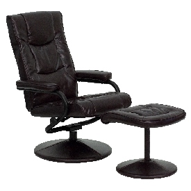 Contemporary Multi-Position Recliner and Ottoman with Wrapped Base in Brown LeatherSoft, BT-7862-BN-GG Contemporary Multi-Position Recliner and Ottoman with Wrapped Base in Brown LeatherSoft, BT-7862-BN-GG