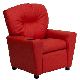 Contemporary Red Vinyl Kids Recliner with Cup Holder, BT-7950-KID-RED-GG Contemporary Red Vinyl Kids Recliner with Cup Holder, BT-7950-KID-RED-GG