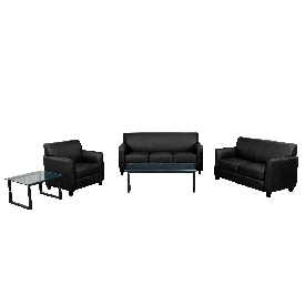 HERCULES Diplomat Series Reception Set in Black LeatherSoft, BT-827-SET-BK-GG