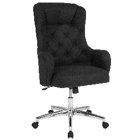 Chambord Home and Office Upholstered High Back Chair in Black Fabric, BT-90557H-BLK-F-GG