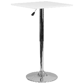 23.75'' Square Adjustable Height White Wood Table (Adjustable Range 33'' - 40.5''), CH-1-GG