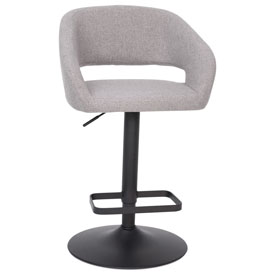 Erik Contemporary Gray Fabric Adjustable Height Barstool with Rounded Mid-Back and Black Base, CH-122070-GYFABBK-GG Erik Contemporary Gray Fabric Adjustable Height Barstool with Rounded Mid-Back and Black Base, CH-122070-GYFABBK-GG