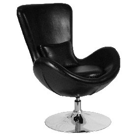 Egg Series Black LeatherSoft Side Reception Chair, CH-162430-BK-LEA-GG Egg Series Black LeatherSoft Side Reception Chair, CH-162430-BK-LEA-GG