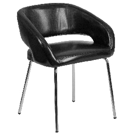 Fusion Series Contemporary Black LeatherSoft Side Reception Chair, CH-162731-BK-GG Fusion Series Contemporary Black LeatherSoft Side Reception Chair, CH-162731-BK-GG