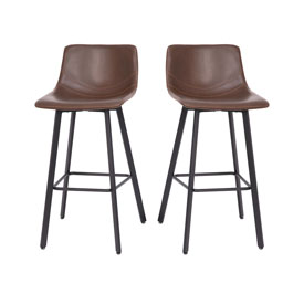 Caleb Modern Armless 30 Inch Bar Height Commercial Grade Barstools with Footrests in Chocolate Brown LeatherSoft and Black Matte Iron Frames, Set of 2, CH-212069-30-DKBR-GG Caleb Modern Armless 30 Inch Bar Height Commercial Grade Barstools with Footrests in Chocolate Brown LeatherSoft and Black Matte Iron Frames, Set of 2, CH-212069-30-DKBR-GG
