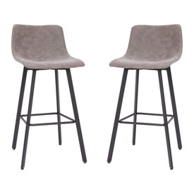Caleb Modern Armless 30 Inch Bar Height Commercial Grade Barstools with Footrests in Gray LeatherSoft and Black Matte Iron Frames, Set of 2, CH-212069-30-GY-GG Caleb Modern Armless 30 Inch Bar Height Commercial Grade Barstools with Footrests in Gray LeatherSoft and Black Matte Iron Frames, Set of 2, CH-212069-30-GY-GG