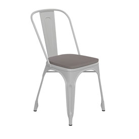 Perry Commercial Grade White Metal Indoor-Outdoor Stackable Chair with Gray Poly Resin Wood Seat, CH-31230-WH-PL1G-GG Perry Commercial Grade White Metal Indoor-Outdoor Stackable Chair with Gray Poly Resin Wood Seat, CH-31230-WH-PL1G-GG