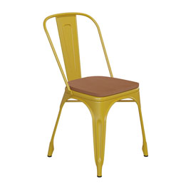 Perry Commercial Grade Yellow Metal Indoor-Outdoor Stackable Chair with Teak Poly Resin Wood Seat, CH-31230-YL-PL1T-GG Perry Commercial Grade Yellow Metal Indoor-Outdoor Stackable Chair with Teak Poly Resin Wood Seat, CH-31230-YL-PL1T-GG
