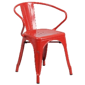 Commercial Grade Red Metal Indoor-Outdoor Chair with Arms, CH-31270-RED-GG Commercial Grade Red Metal Indoor-Outdoor Chair with Arms, CH-31270-RED-GG