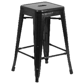 Commercial Grade 24" High Backless Black Metal Indoor-Outdoor Counter Height Stool with Square Seat, CH-31320-24-BK-GG Commercial Grade 24" High Backless Black Metal Indoor-Outdoor Counter Height Stool with Square Seat, CH-31320-24-BK-GG
