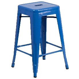 Commercial Grade 24" High Backless Blue Metal Indoor-Outdoor Counter Height Stool with Square Seat, CH-31320-24-BL-GG Commercial Grade 24" High Backless Blue Metal Indoor-Outdoor Counter Height Stool with Square Seat, CH-31320-24-BL-GG