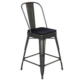 Kai Commercial Grade 24" High Black Metal Indoor-Outdoor Counter Height Stool with Removable Back and Black All-Weather Poly Resin Seat, CH-31320-24GB-BK-PL2B-GG Kai Commercial Grade 24" High Black Metal Indoor-Outdoor Counter Height Stool with Removable Back and Black All-Weather Poly Resin Seat, CH-31320-24GB-BK-PL2B-GG