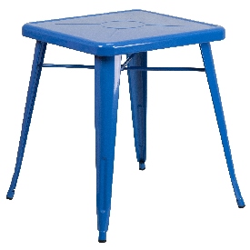 Commercial Grade 23.75" Square Blue Metal Indoor-Outdoor Table, CH-31330-29-BL-GG
