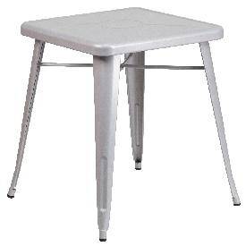 Commercial Grade 23.75" Square Silver Metal Indoor-Outdoor Table, CH-31330-29-SIL-GG