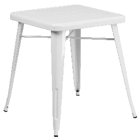 Commercial Grade 23.75" Square White Metal Indoor-Outdoor Table, CH-31330-29-WH-GG