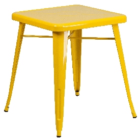Commercial Grade 23.75" Square Yellow Metal Indoor-Outdoor Table, CH-31330-29-YL-GG