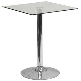 23.75'' Square Glass Table with 30''H Chrome Base, CH-4-GG