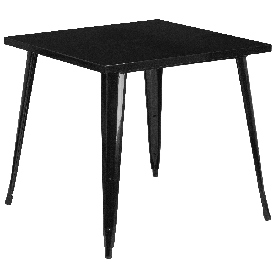 Commercial Grade 31.75" Square Black Metal Indoor-Outdoor Table, CH-51040-29-BK-GG