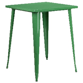Commercial Grade 31.5" Square Green Metal Indoor-Outdoor Bar Height Table, CH-51040-40-GN-GG