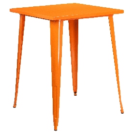 Commercial Grade 31.5" Square Orange Metal Indoor-Outdoor Bar Height Table, CH-51040-40-OR-GG