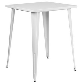 Nolan Commercial Grade 31.5" Square White Metal Indoor-Outdoor Bar Height Table, CH-51040-40-WH-GG