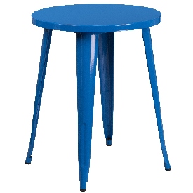 Commercial Grade 24" Round Blue Metal Indoor-Outdoor Table, CH-51080-29-BL-GG