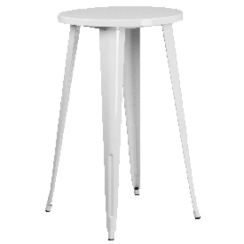 Commercial Grade 24" Round White Metal Indoor-Outdoor Bar Height Table, CH-51080-40-WH-GG
