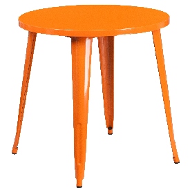 Commercial Grade 30" Round Orange Metal Indoor-Outdoor Table, CH-51090-29-OR-GG