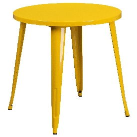 Commercial Grade 30" Round Yellow Metal Indoor-Outdoor Table, CH-51090-29-YL-GG
