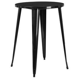 Commercial Grade 30" Round Black Metal Indoor-Outdoor Bar Height Table, CH-51090-40-BK-GG