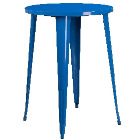 Commercial Grade 30" Round Blue Metal Indoor-Outdoor Bar Height Table, CH-51090-40-BL-GG