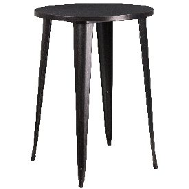 Commercial Grade 30" Round Black-Antique Gold Metal Indoor-Outdoor Bar Height Table, CH-51090-40-BQ-GG