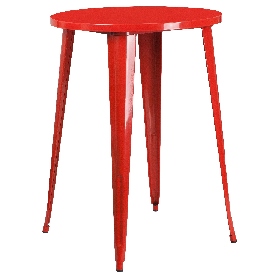 Commercial Grade 30" Round Red Metal Indoor-Outdoor Bar Height Table, CH-51090-40-RED-GG