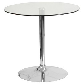 31.5'' Round Glass Table with 29''H Chrome Base, CH-7-GG