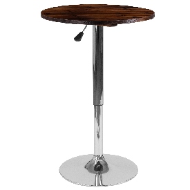 23.5'' Round Adjustable Height Rustic Pine Wood Table (Adjustable Range 26.25'' - 35.5''), CH-9-GG