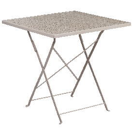 Commercial Grade 28" Square Light Gray Indoor-Outdoor Steel Folding Patio Table, CO-1-SIL-GG