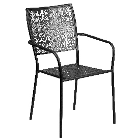 Commercial Grade Black Indoor-Outdoor Steel Patio Arm Chair with Square Back, CO-2-BK-GG Commercial Grade Black Indoor-Outdoor Steel Patio Arm Chair with Square Back, CO-2-BK-GG