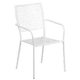 Commercial Grade White Indoor-Outdoor Steel Patio Arm Chair with Square Back, CO-2-WH-GG Commercial Grade White Indoor-Outdoor Steel Patio Arm Chair with Square Back, CO-2-WH-GG