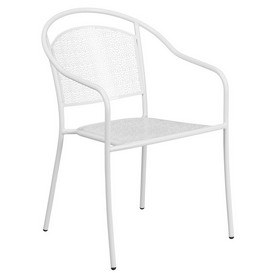 Commercial Grade White Indoor-Outdoor Steel Patio Arm Chair with Round Back, CO-3-WH-GG Commercial Grade White Indoor-Outdoor Steel Patio Arm Chair with Round Back, CO-3-WH-GG